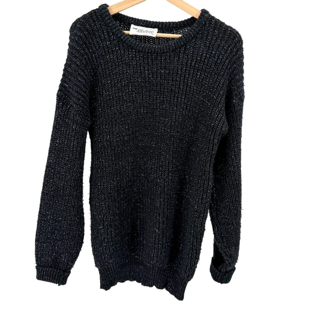 Vintage 80s The Mob Black Purple Metallic Oversized Glam Sweater